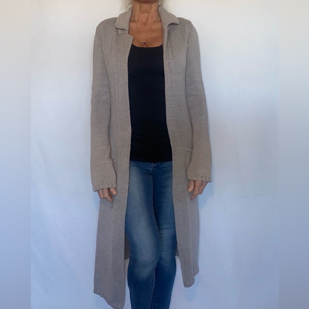 Long hand knitted cardigan